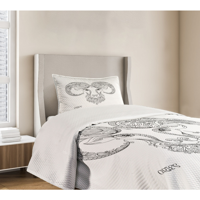 Line Art Floral Tattoo Bedspread Set