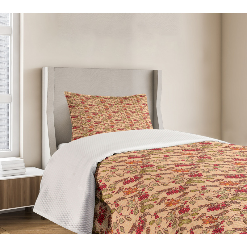 Berries Autumn Leaves Bedspread Set