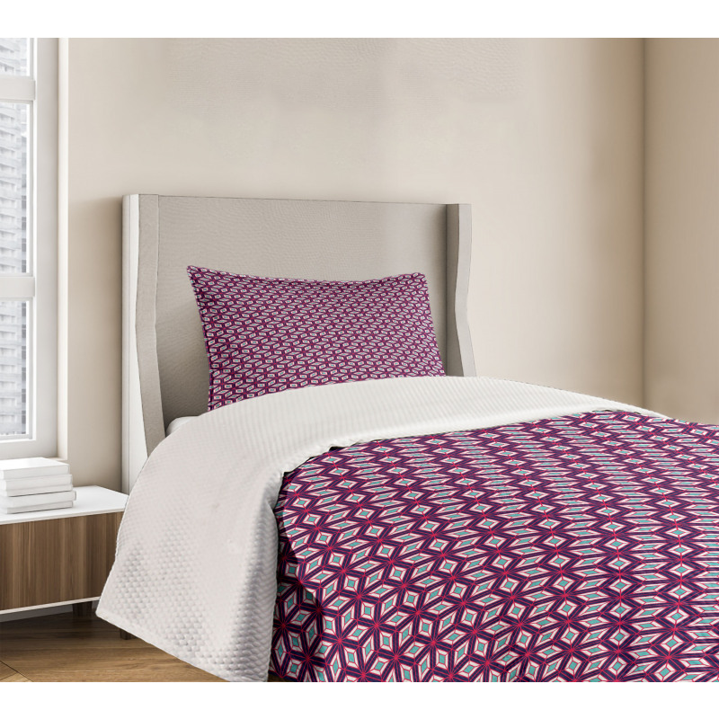 Diamond Shapes and Lines Bedspread Set