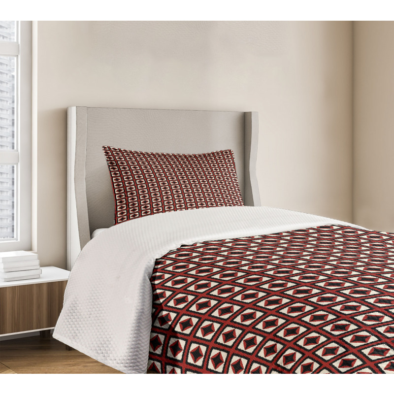 Grid Style Squares Bedspread Set