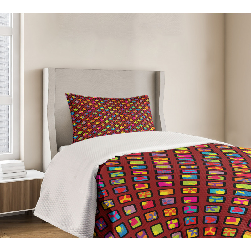 Colorful Rhombuses Bedspread Set