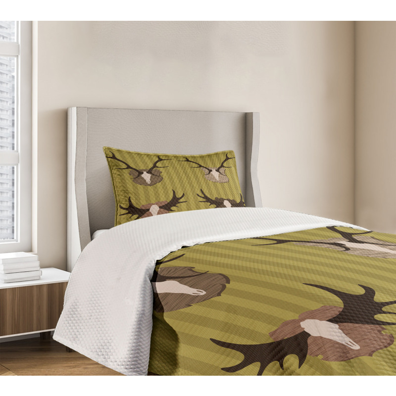 Deer Mous Horns Trophy Bedspread Set