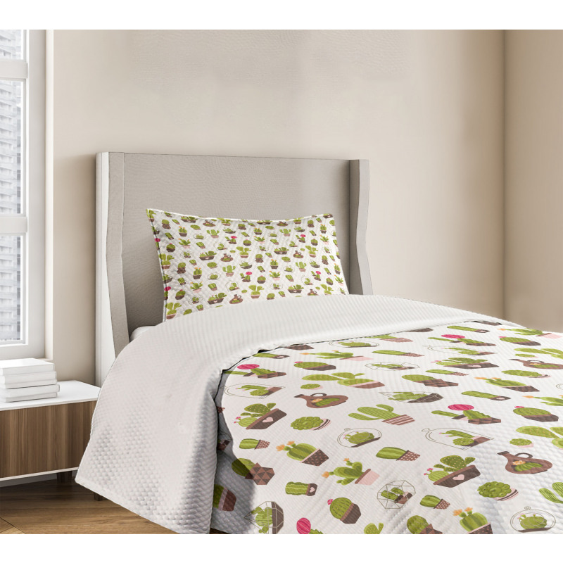 Garden Plants Succulents Bedspread Set