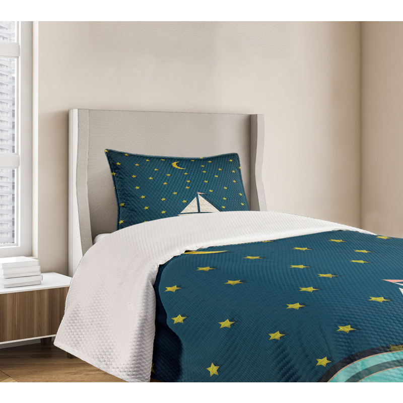 Sailing Boat Night Sky Bedspread Set