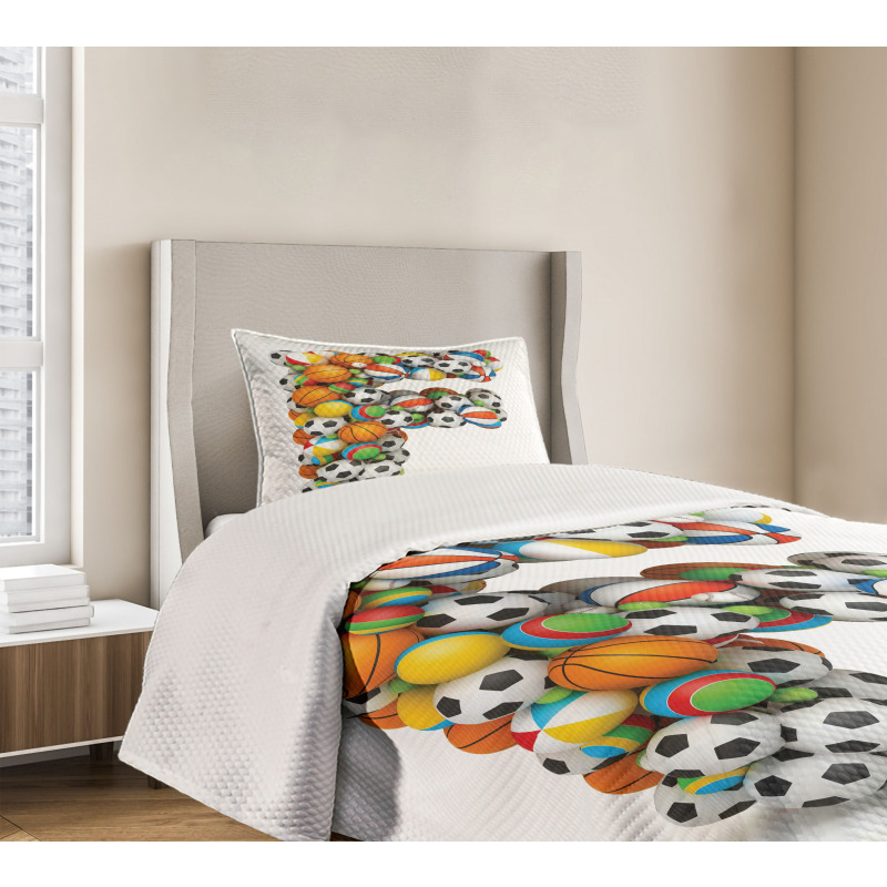 Sports Balls Composition Bedspread Set