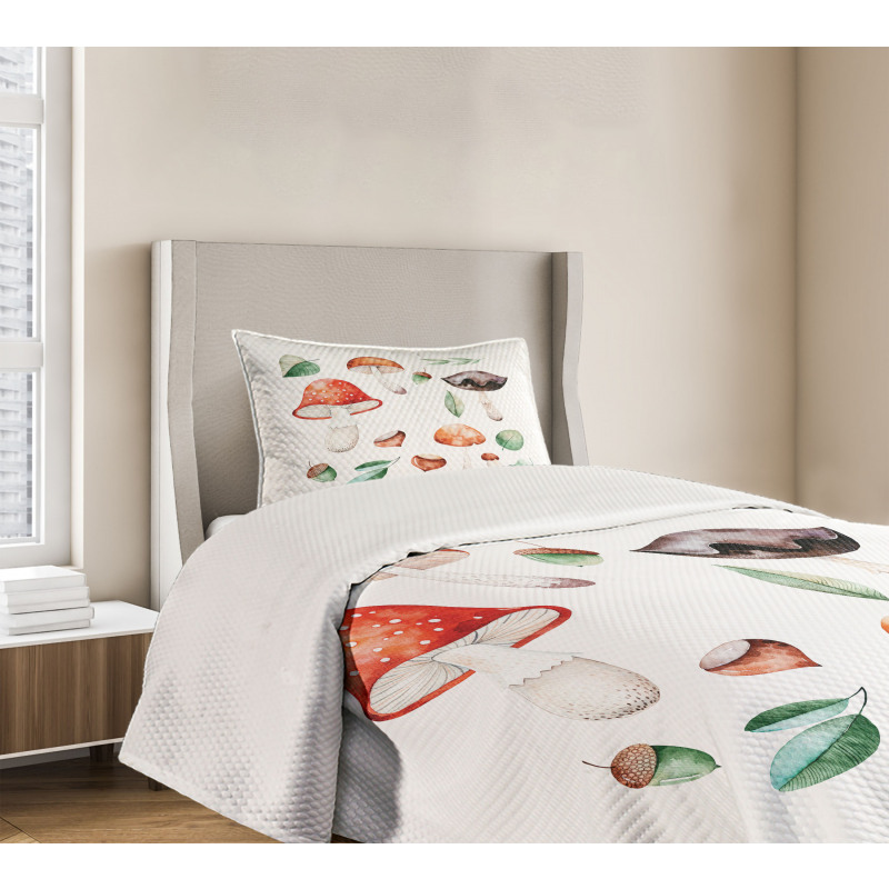 Fall Season Mushroom Bedspread Set