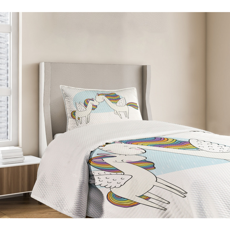 Colorful Pegasus Horses Bedspread Set