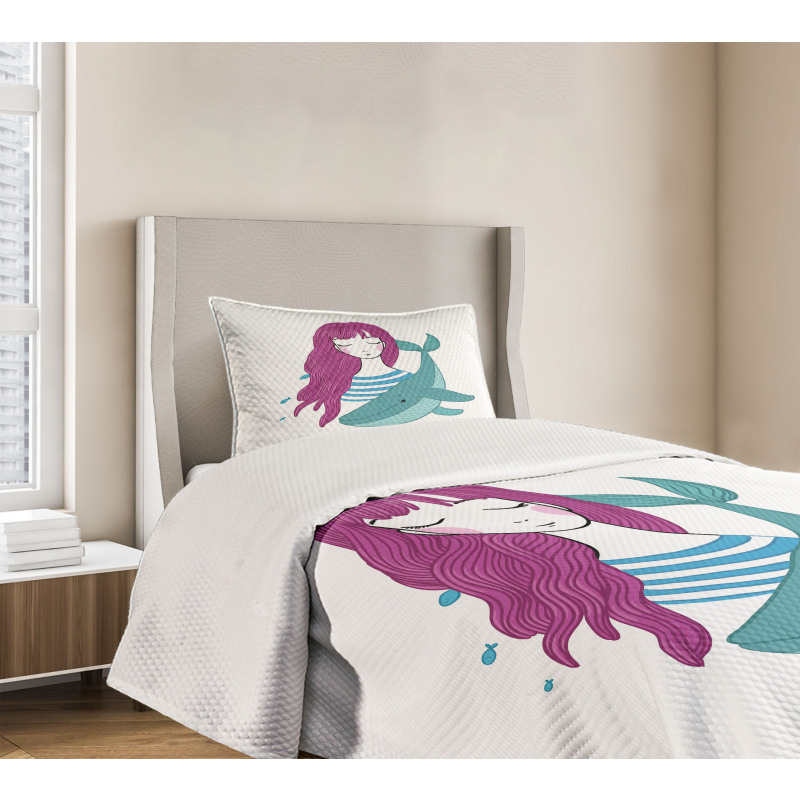 Teen Girl with a Whale Bedspread Set