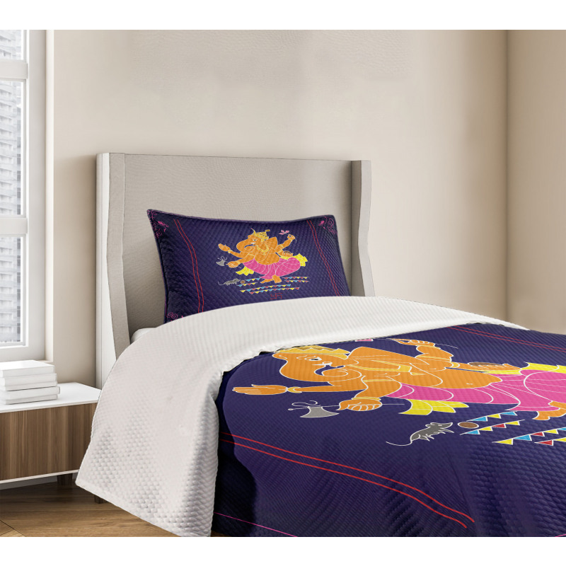 Elephant Illustration Bedspread Set