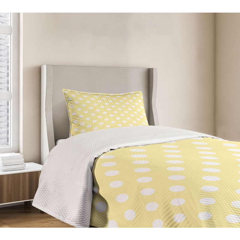 Retro Polka Dots Yellow Bedspread Set