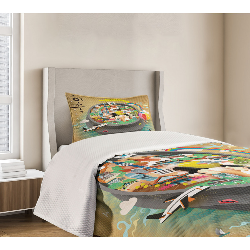 Cartoon Style Khimchi Pot Bedspread Set