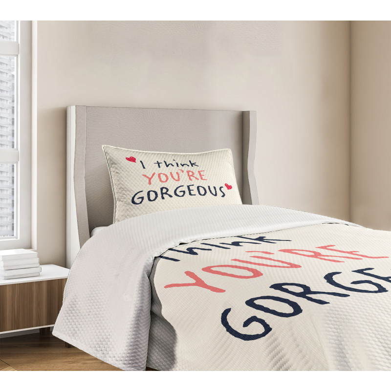 Valentines Day Slogan Bedspread Set