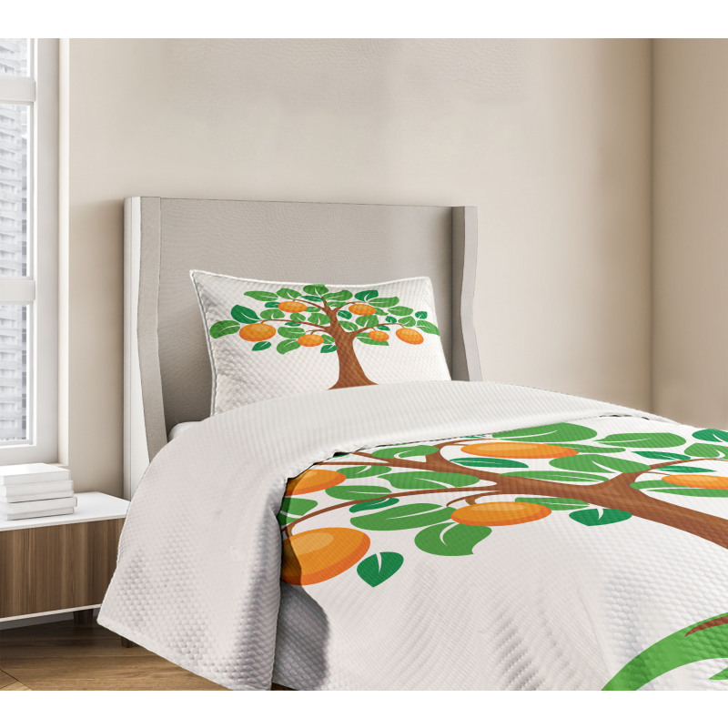 Orange Tree Design Bedspread Set