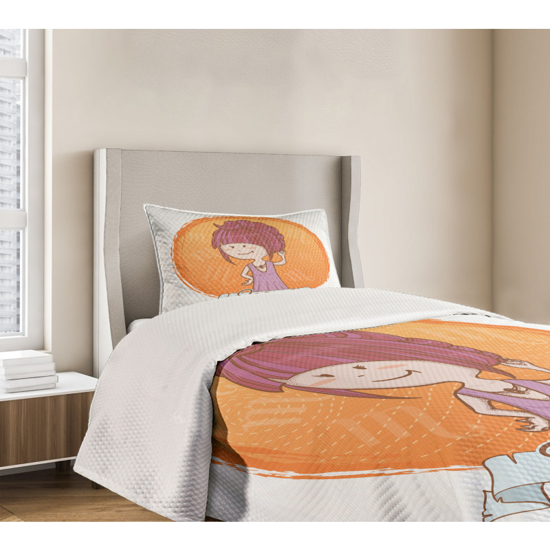 Cartoon Kid Girl Bedspread Set