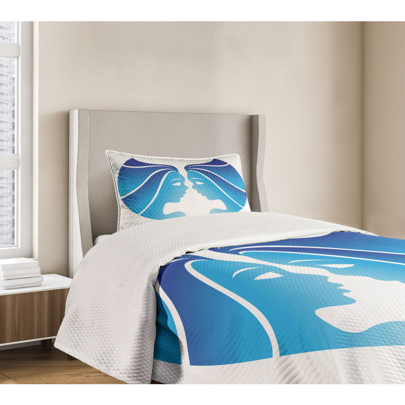 Blue Twins Faces Bedspread Set