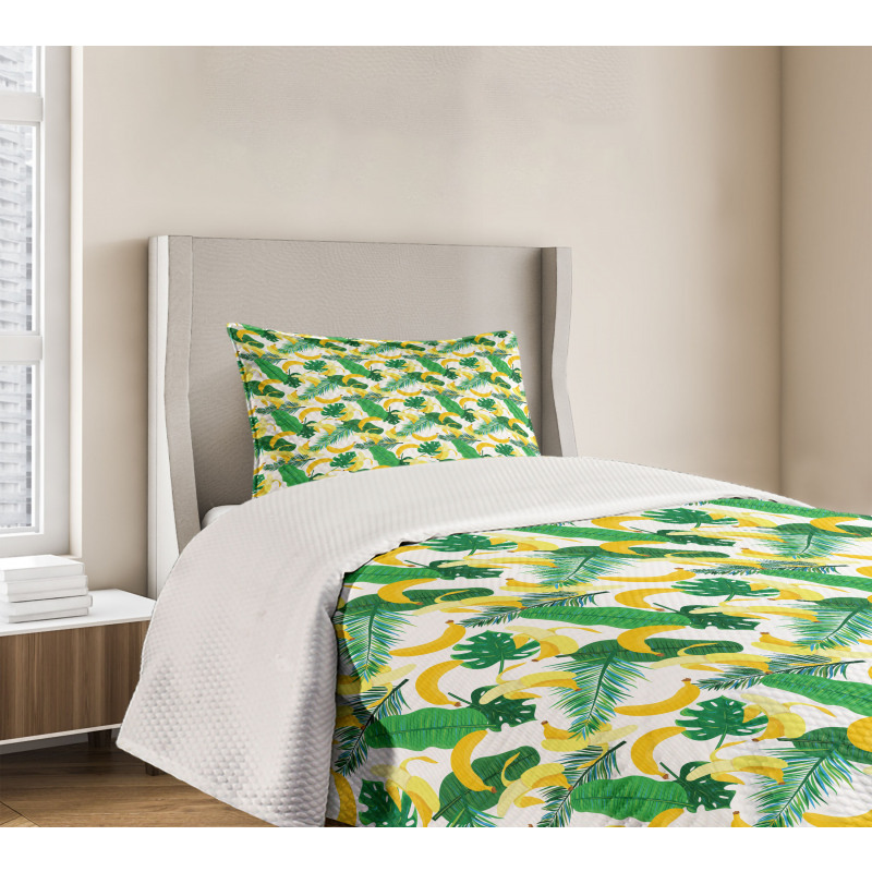 Cartoon Banana Leaves Bedspread Set