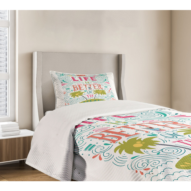 Doodle Floral Island Bedspread Set