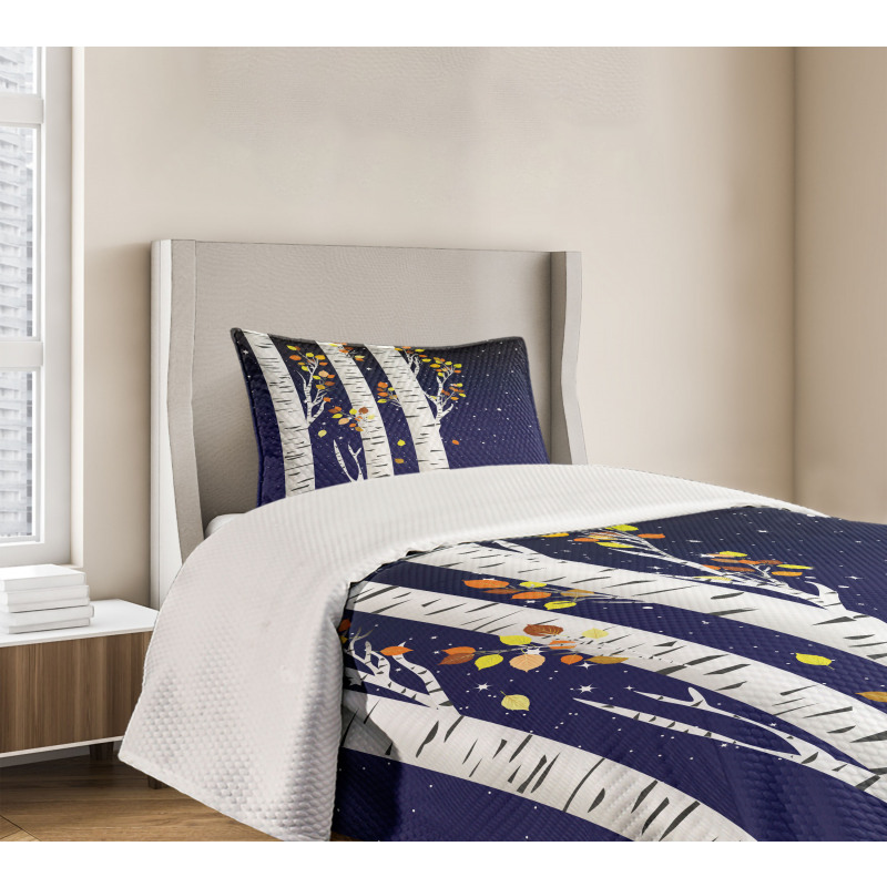 Birch Trees with Foliage Bedspread Set