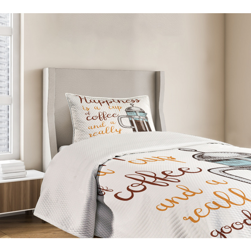 French Press and Words Bedspread Set