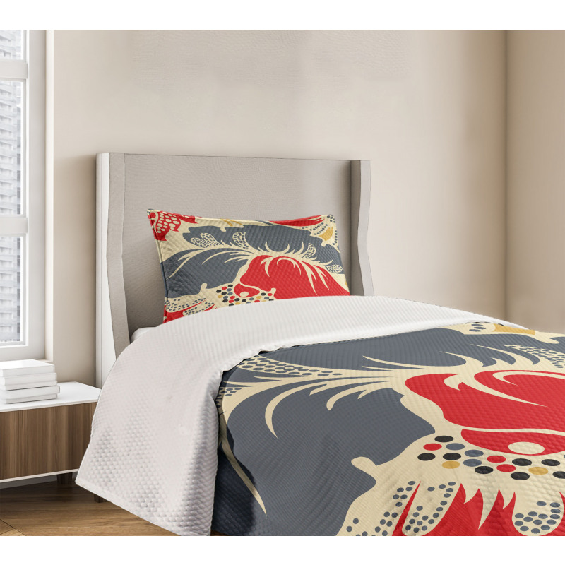 Abstract Chinese Floral Bedspread Set