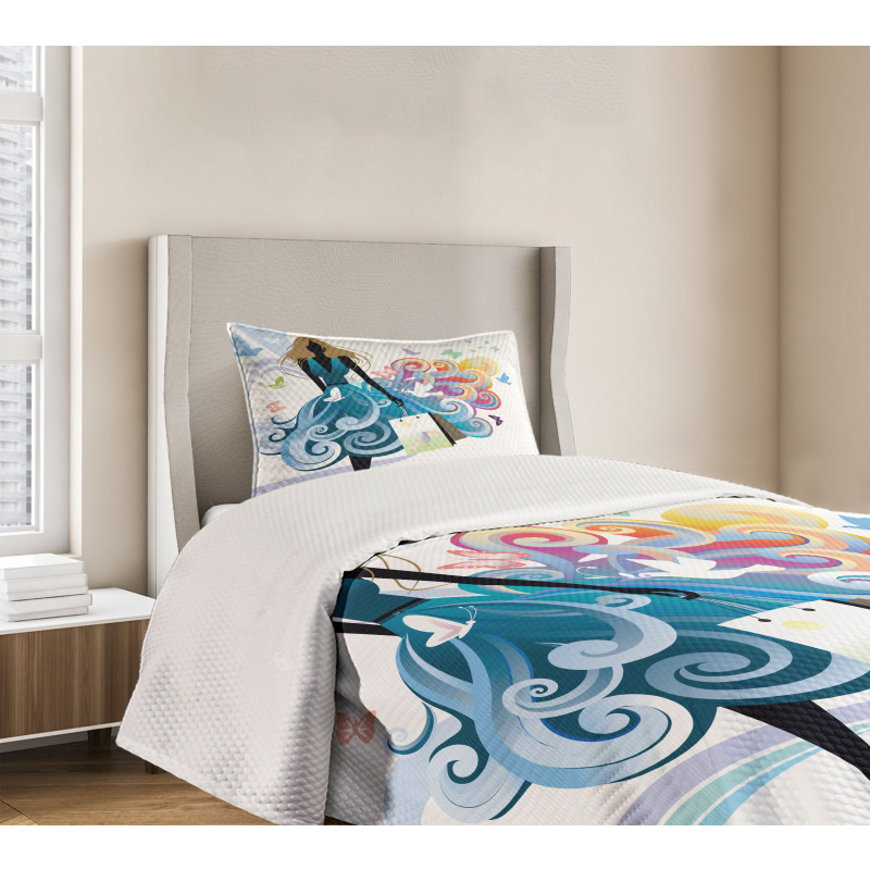 Shopping Woman Art Bedspread Set