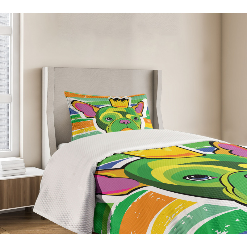 Crowned Dog Colorful Bedspread Set