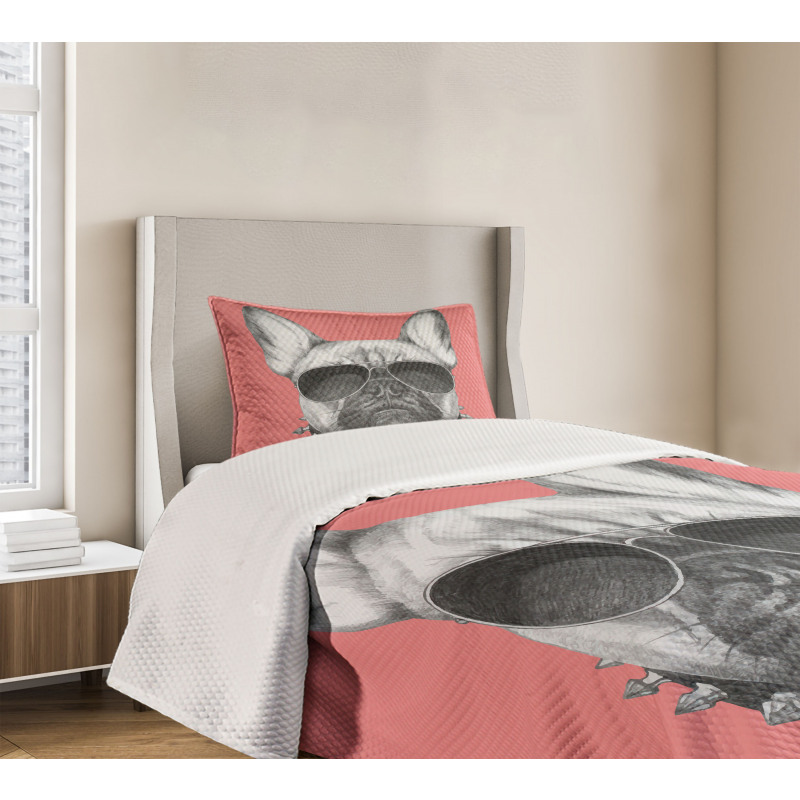 Dog Sketch Sunglasses Bedspread Set