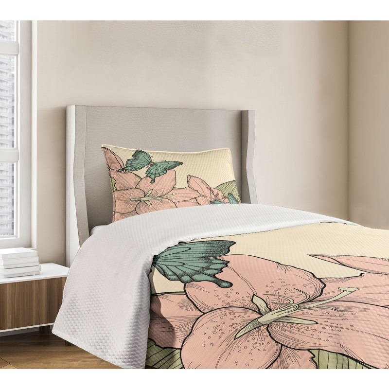 Butterflies and Lilies Bedspread Set