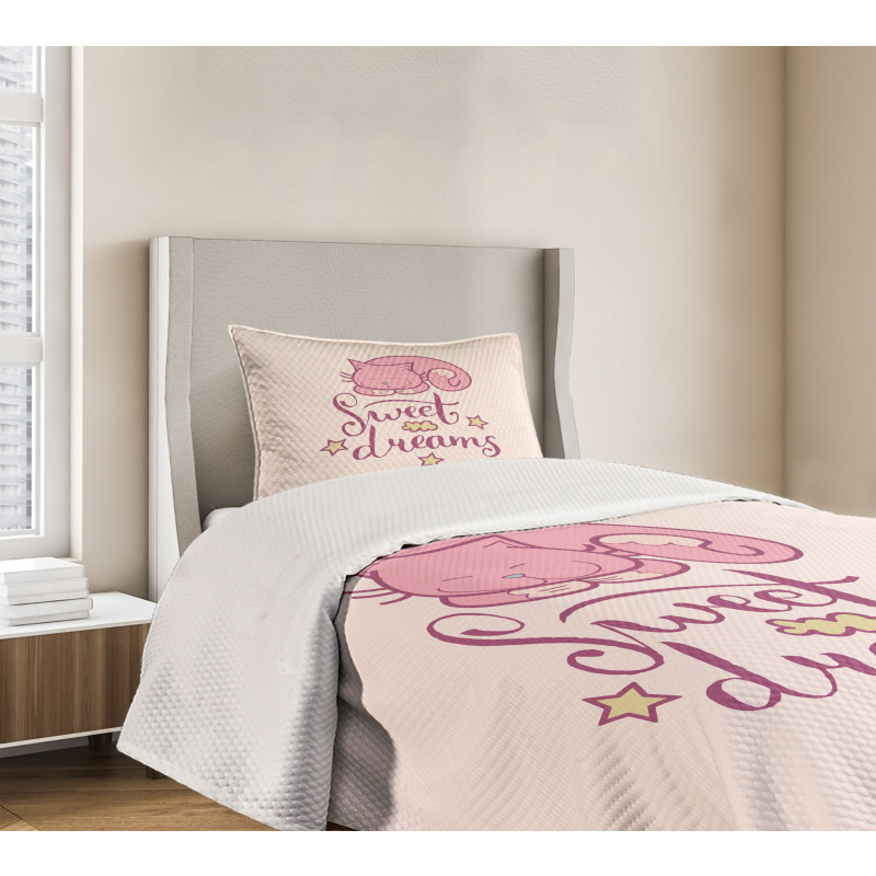 Cartoon Cat Stars Bedspread Set