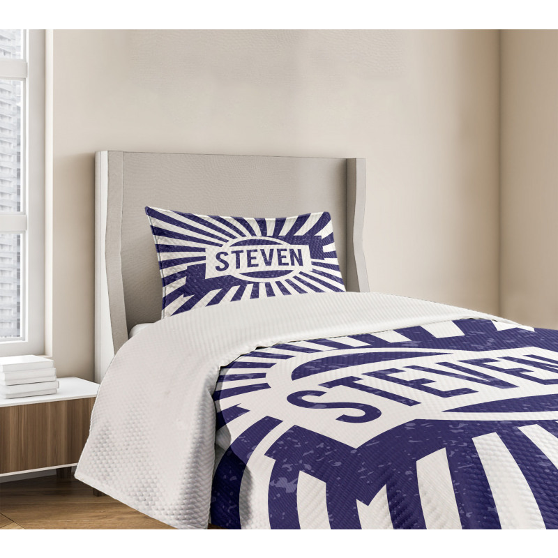 Name in Blue and White Bedspread Set