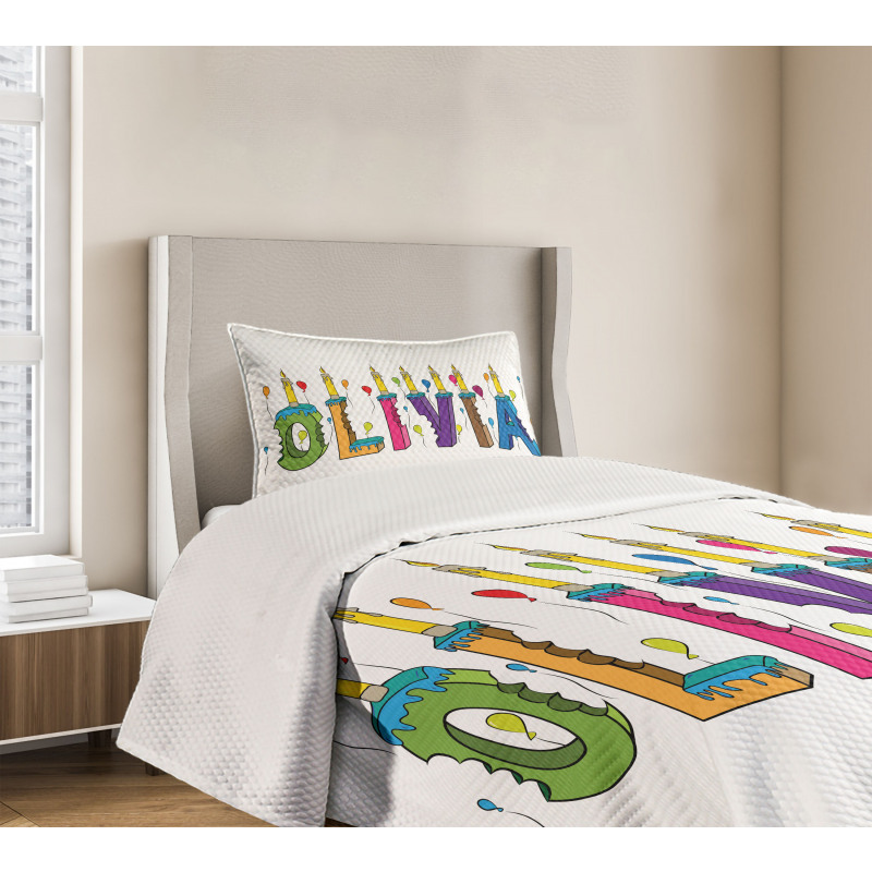 Letter Cake Girl Name Bedspread Set