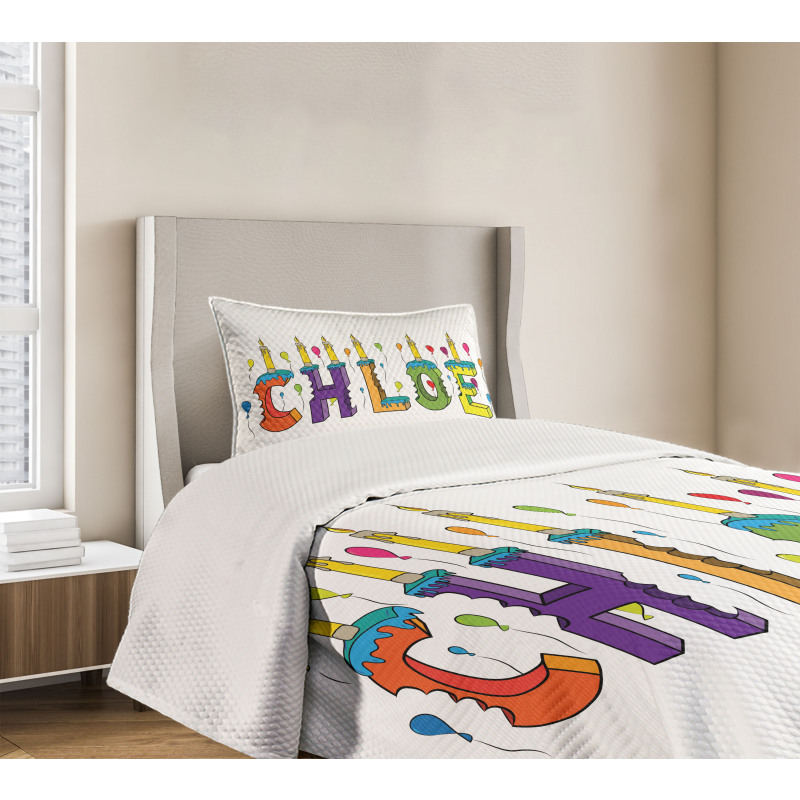 Cheerful Lettering Design Bedspread Set