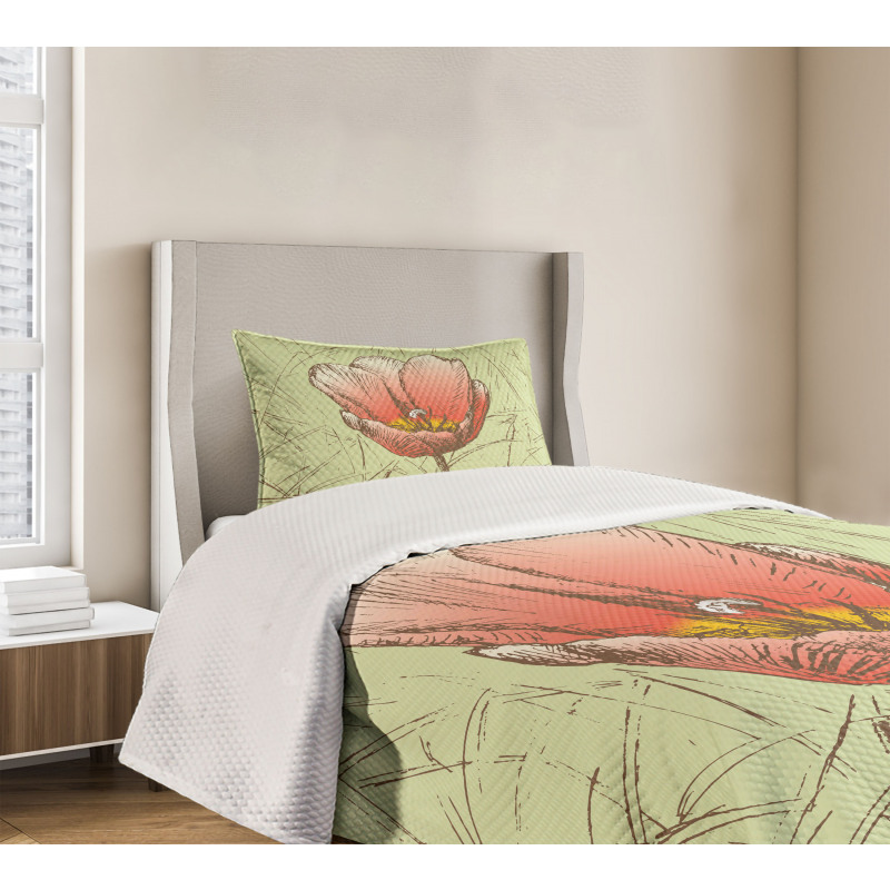 Romantic Flower Sketch Bedspread Set