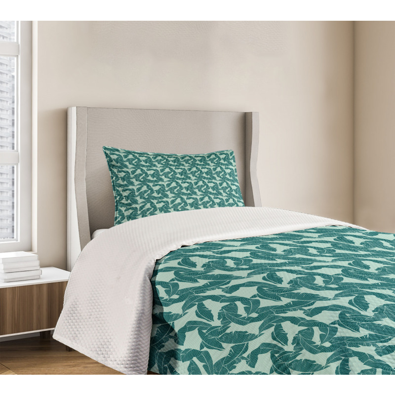 Abstract Palm Leaves Bedspread Set