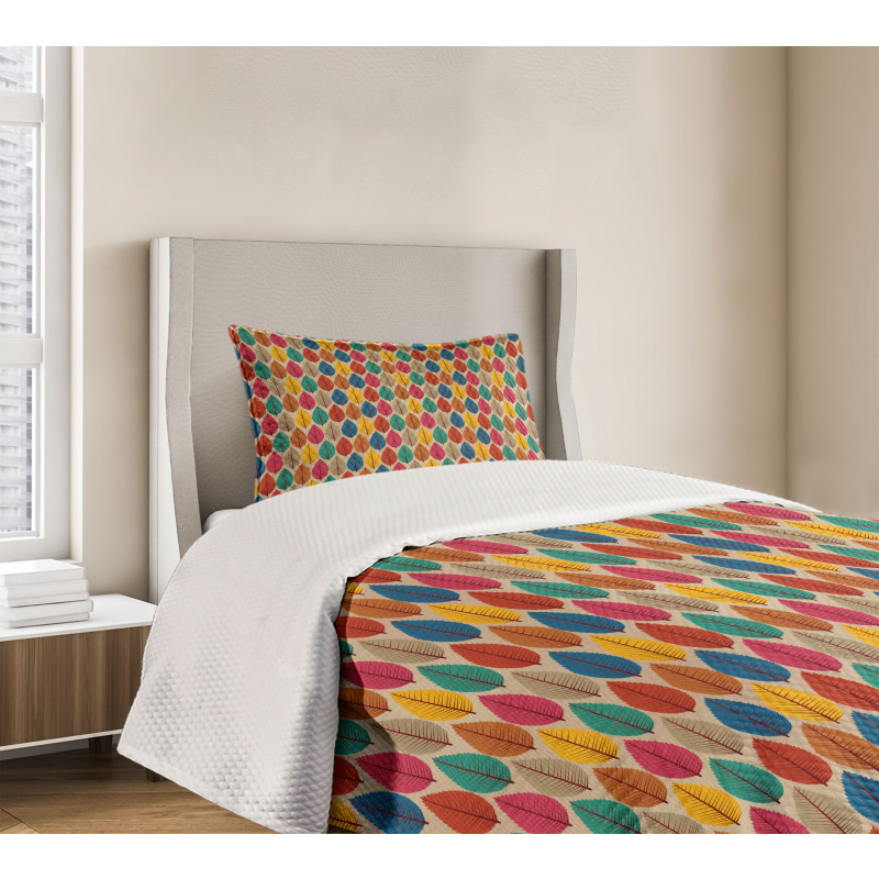 Fallen Leaves Colorful Bedspread Set