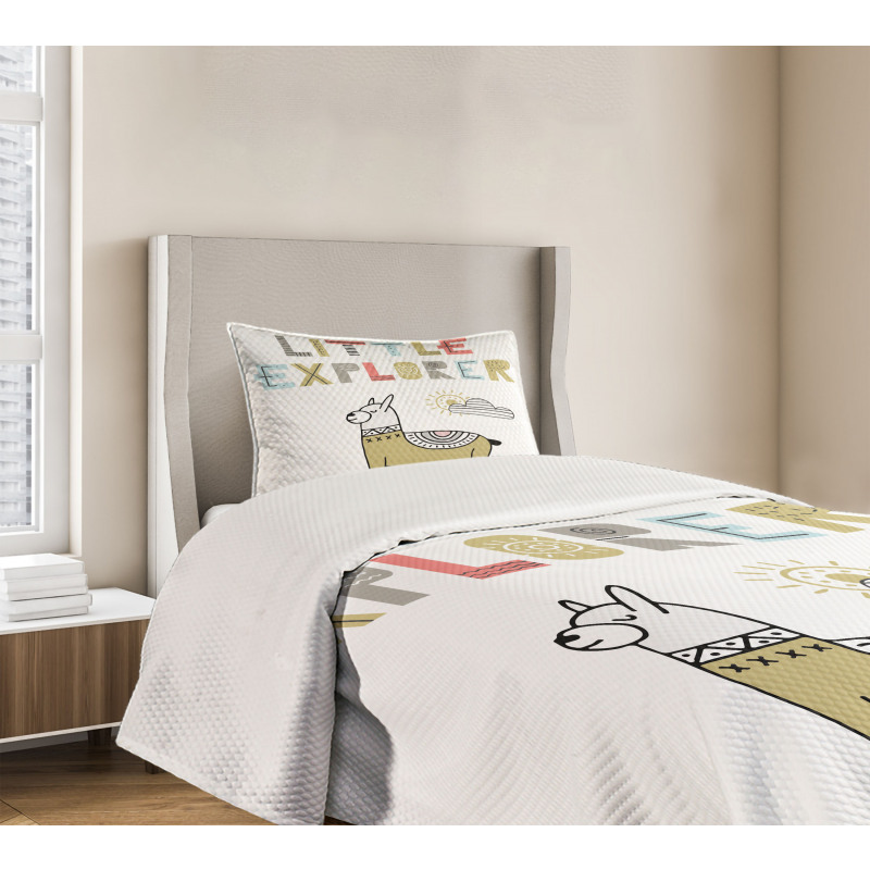 Colorful Llama Explorer Bedspread Set