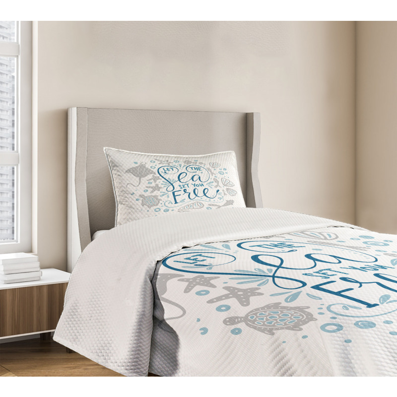 Marine Words with Fish Bedspread Set