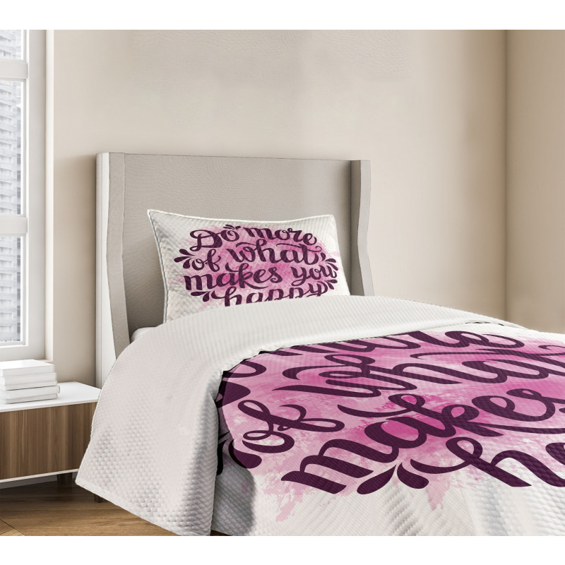 Watercolor Brush Slogan Bedspread Set