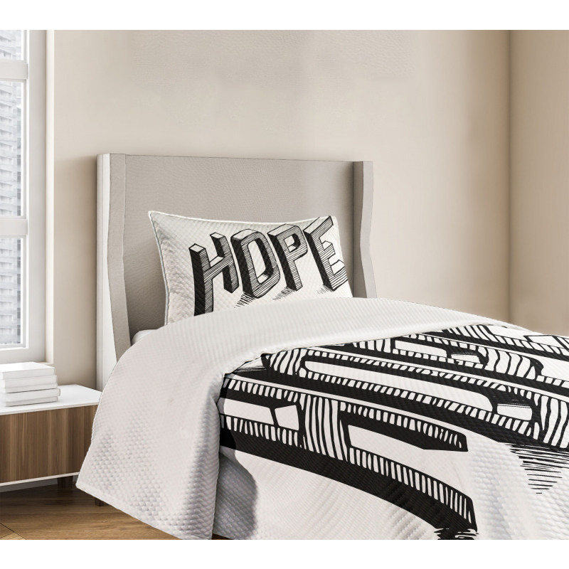 Sketch Letters with Lines Bedspread Set