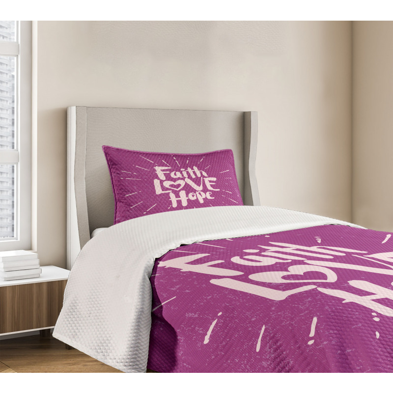 Hope Themed Message Design Bedspread Set