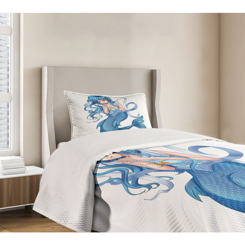 Manga Style Pisces Girl Bedspread Set