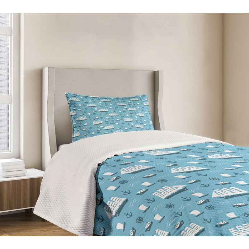 Ships Boats and Helms Bedspread Set