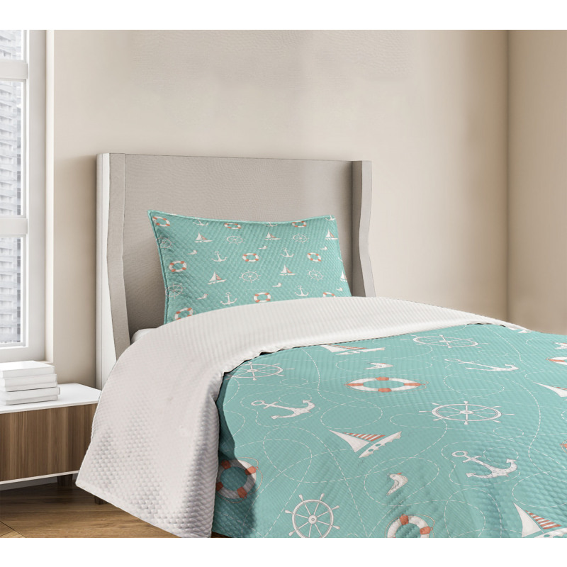 Nautical Seagull Helm Bedspread Set