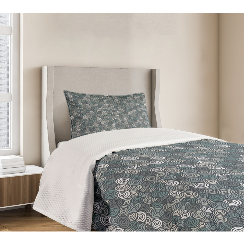 Sketch Style Spirals Bedspread Set