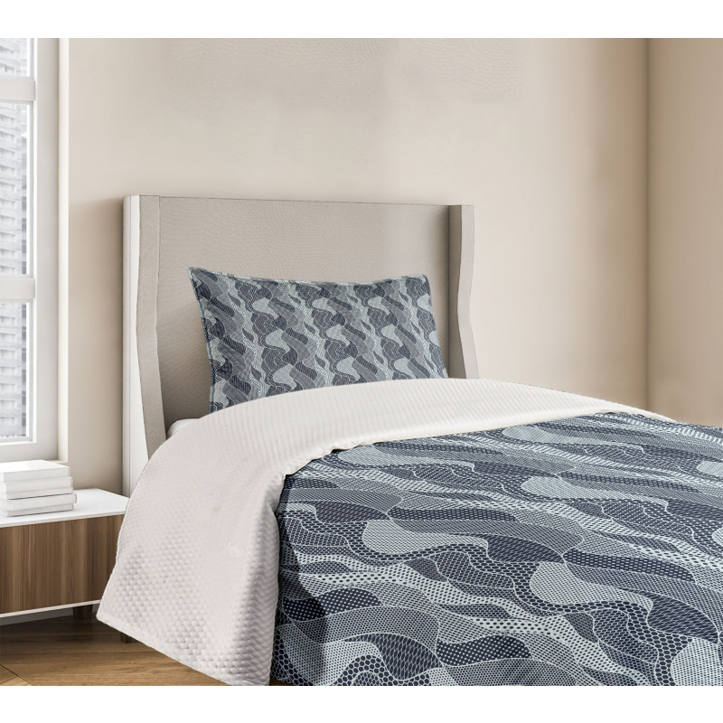 Waves Circles and Dots Bedspread Set