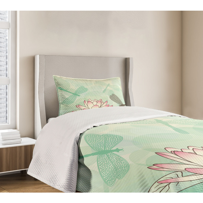 Exotic Lily Dragonflies Bedspread Set