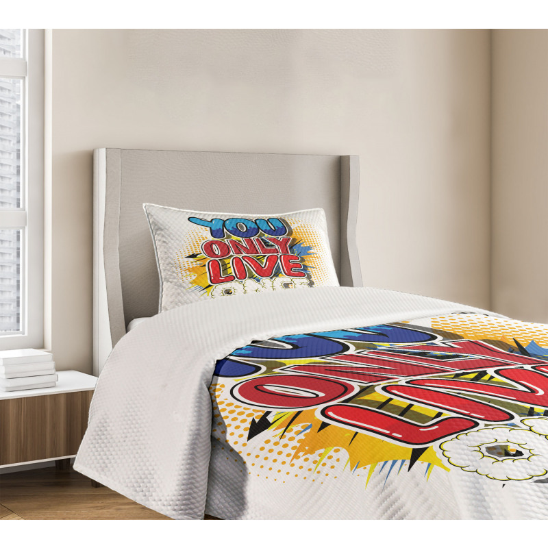 Cartoon Style Life Message Bedspread Set