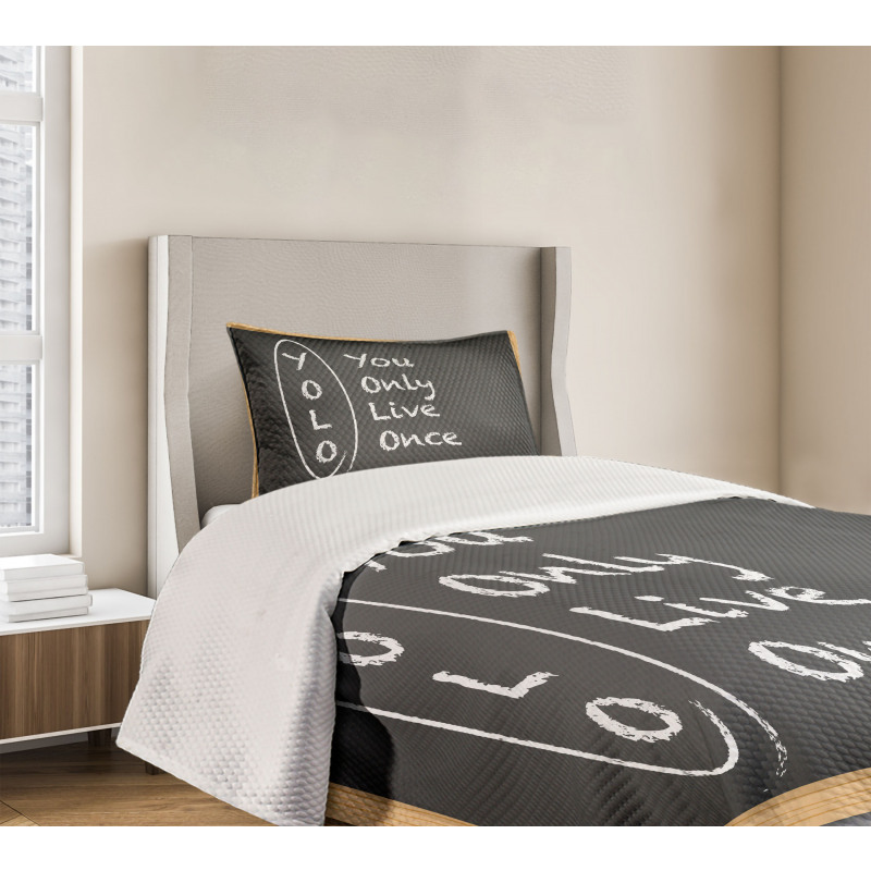 Life Words on Chalkboard Bedspread Set