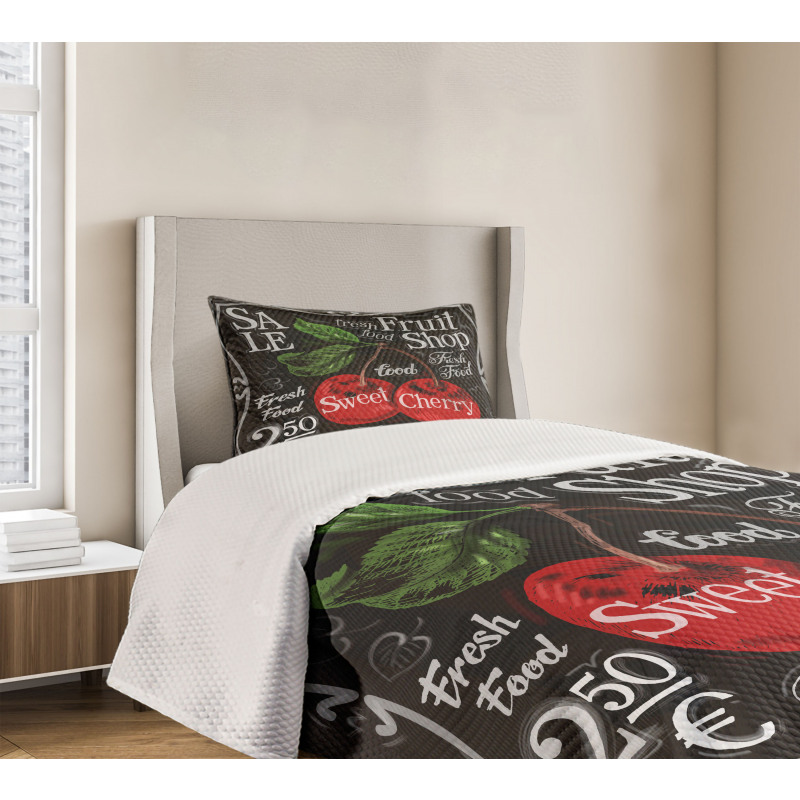 Sketch Style Ripe Cherry Bedspread Set