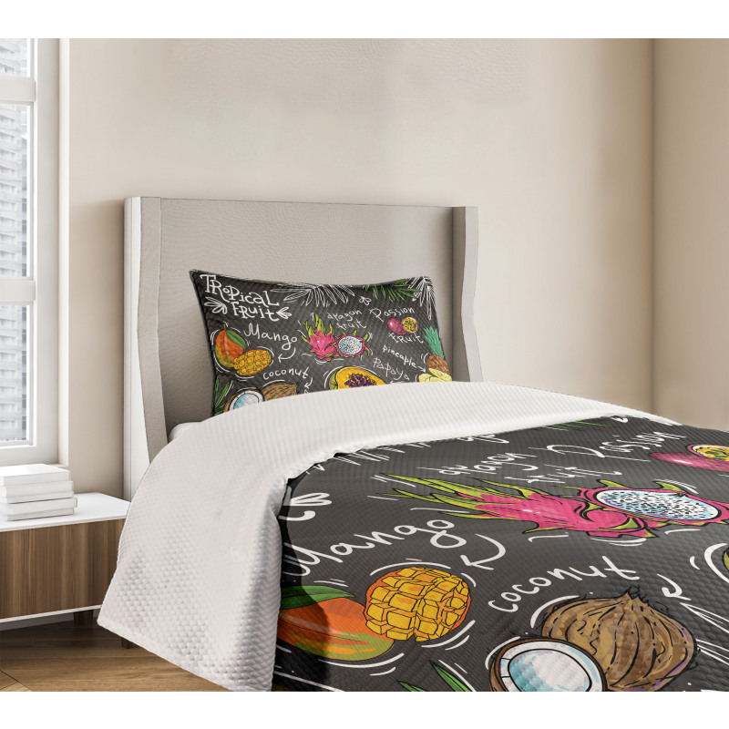 Mango Dragon Fruit Papaya Bedspread Set